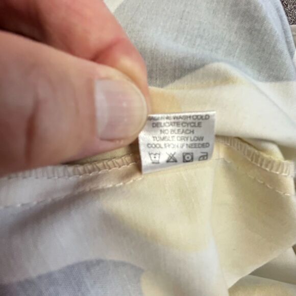 Erin London Yellow Navy Floral 3/4 Sleeve Collared Button Up Topper Jacket Sz L - Picture 10 of 13